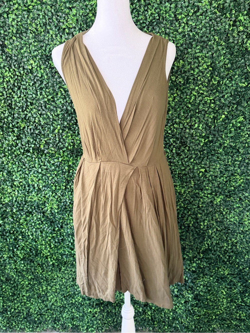 Forever 21 Olive-Tone Deep V Mini Dress
